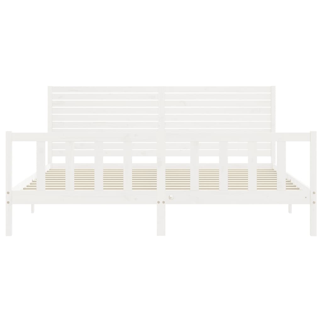 vidaXL Bed Frame without Mattress White Super King Size Solid Wood Pine