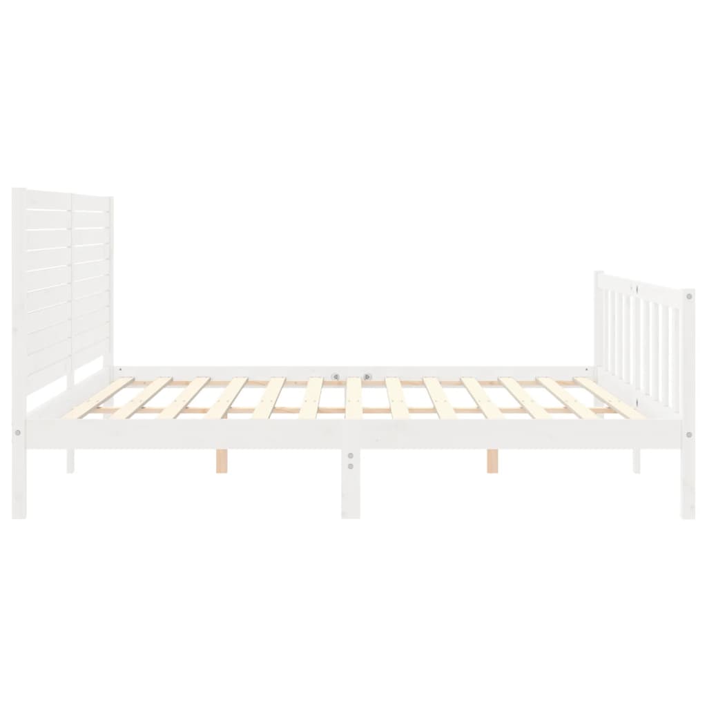 vidaXL Bed Frame without Mattress White Super King Size Solid Wood Pine