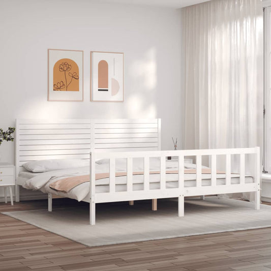 vidaXL Bed Frame without Mattress White Super King Size Solid Wood Pine