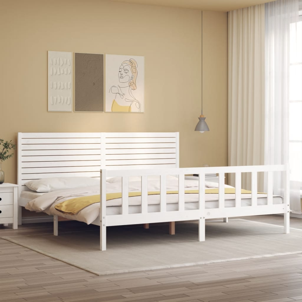 vidaXL Bed Frame without Mattress White 200x200 cm Solid Wood Pine