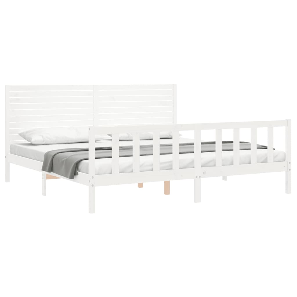 vidaXL Bed Frame without Mattress White 200x200 cm Solid Wood Pine