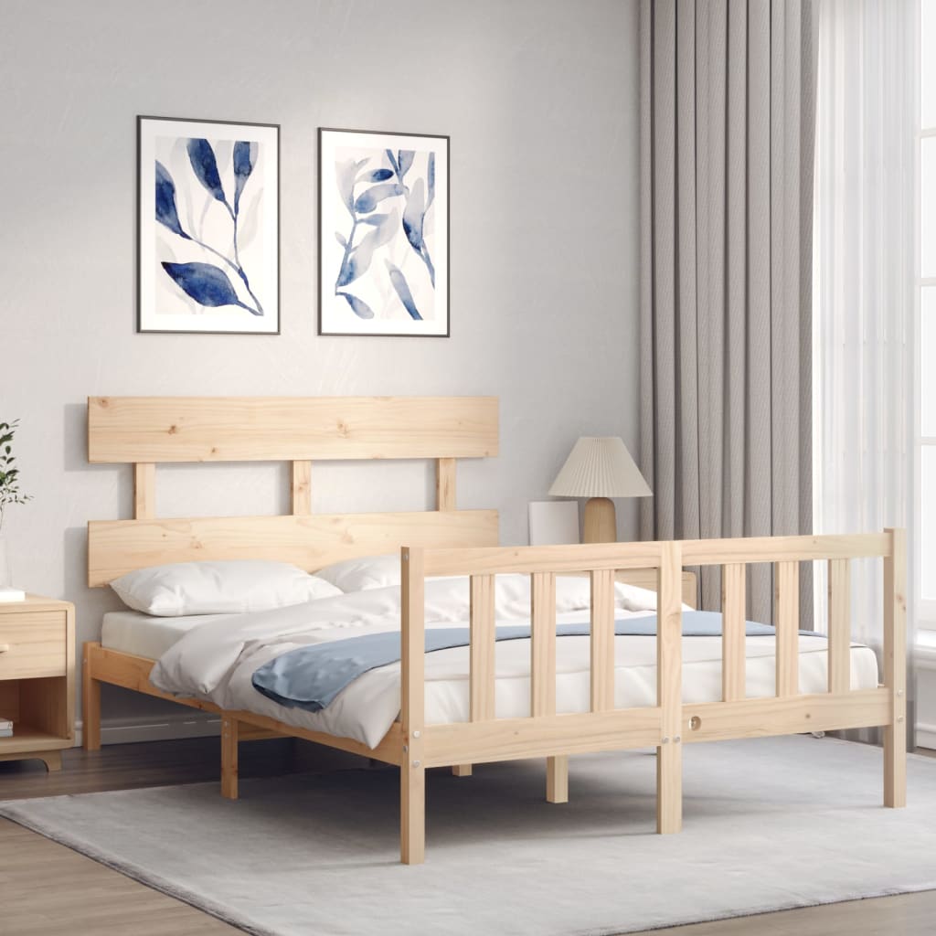 vidaXL Bed Frame without Mattress Small Double Solid Wood Pine