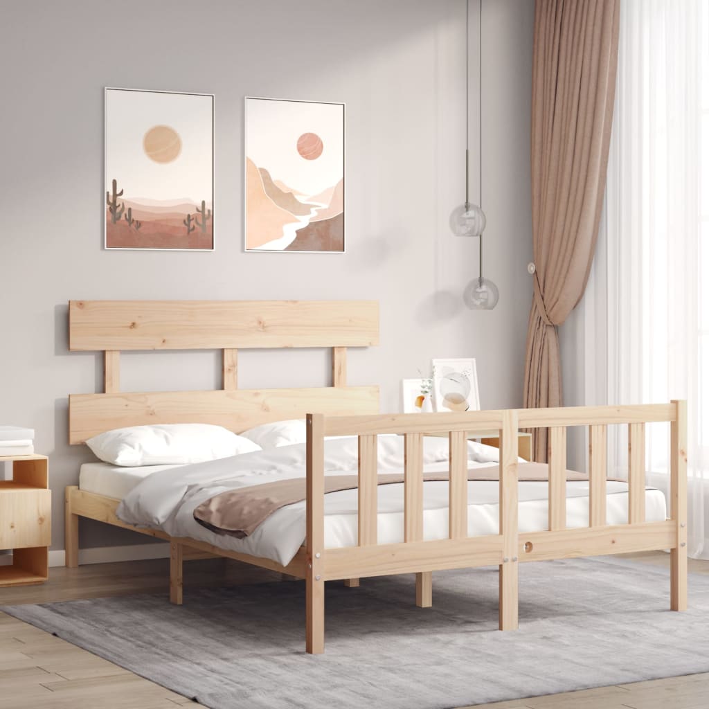 vidaXL Bed Frame without Mattress Small Double Solid Wood Pine