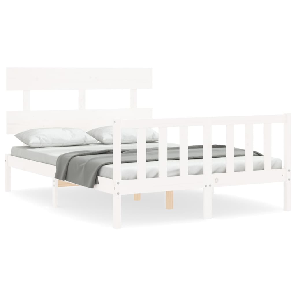 vidaXL Bed Frame without Mattress White Small Double Solid Wood Pine