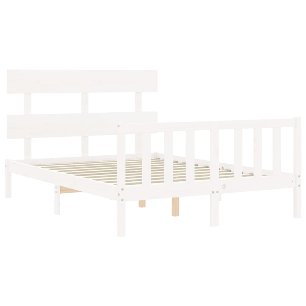 vidaXL Bed Frame without Mattress White Small Double Solid Wood Pine