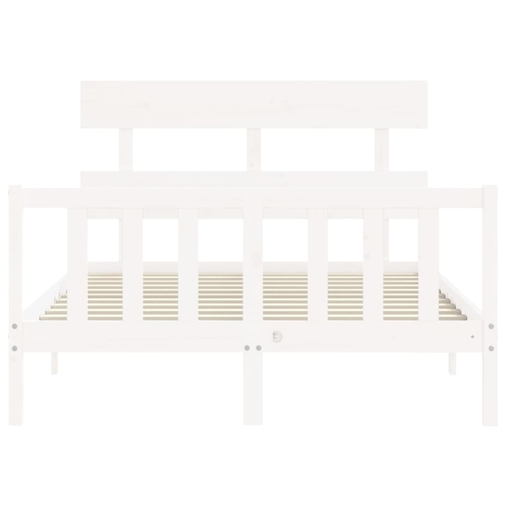 vidaXL Bed Frame without Mattress White Small Double Solid Wood Pine