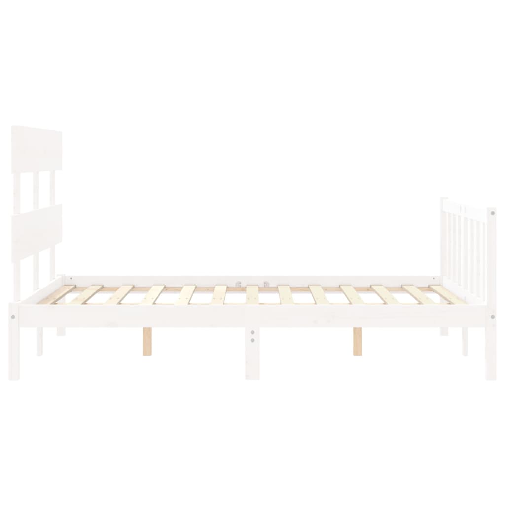 vidaXL Bed Frame without Mattress White Small Double Solid Wood Pine