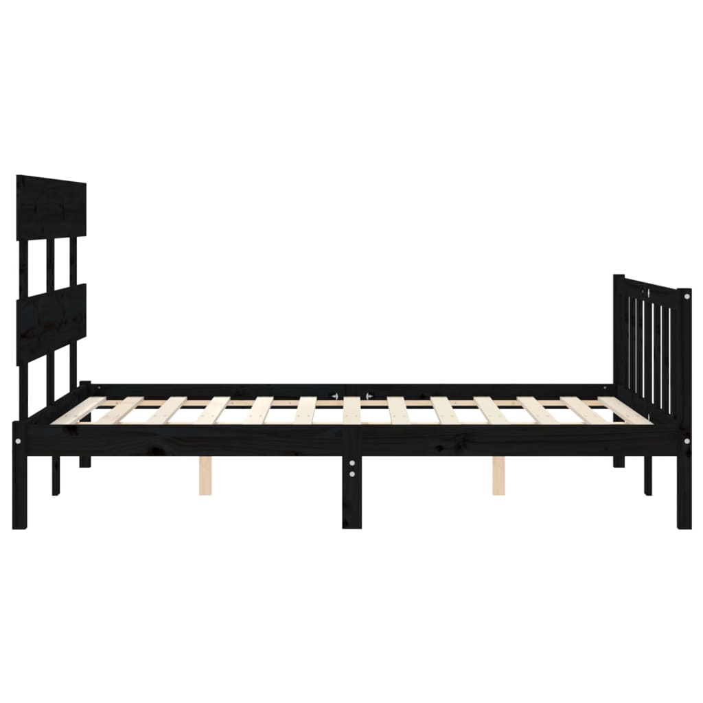 vidaXL Bed Frame without Mattress Black 140x190 cm Solid Wood Pine