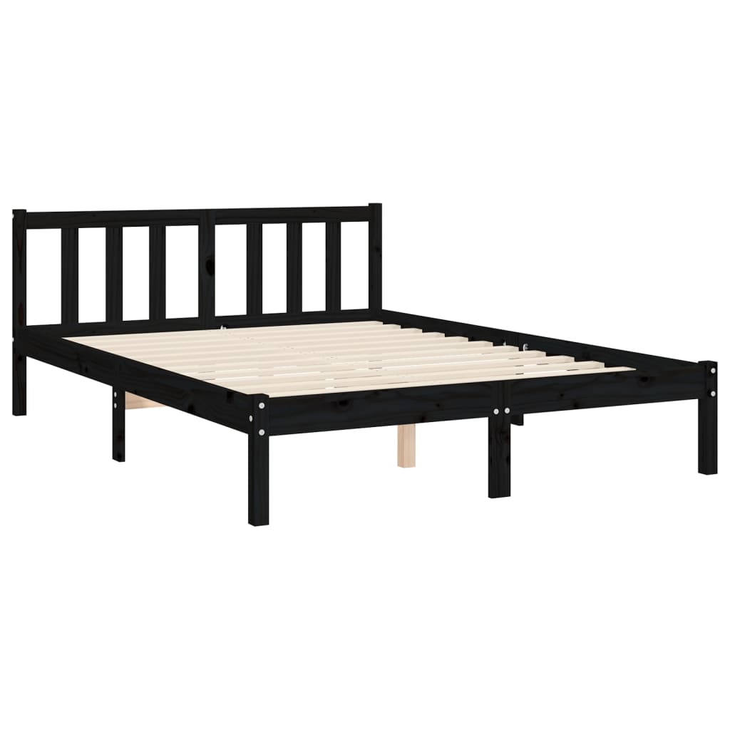 vidaXL Bed Frame without Mattress Black 140x190 cm Solid Wood Pine