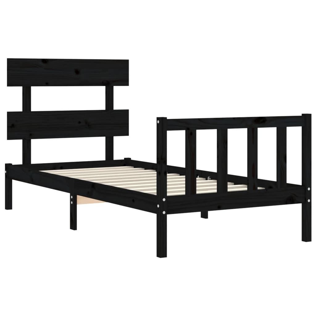 vidaXL Bed Frame without Mattress Black 90x200 cm Solid Wood Pine