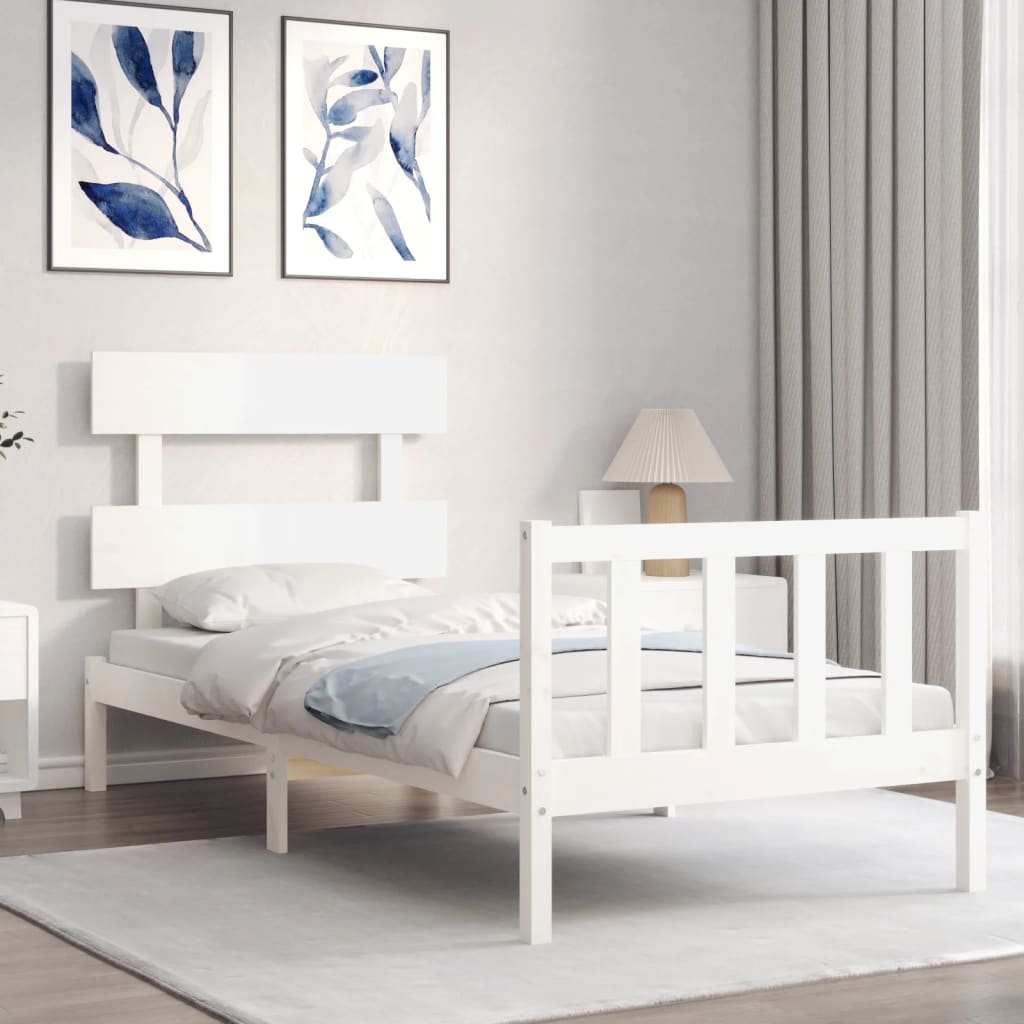 vidaXL Bed Frame without Mattress White 100x200 cm Solid Wood Pine