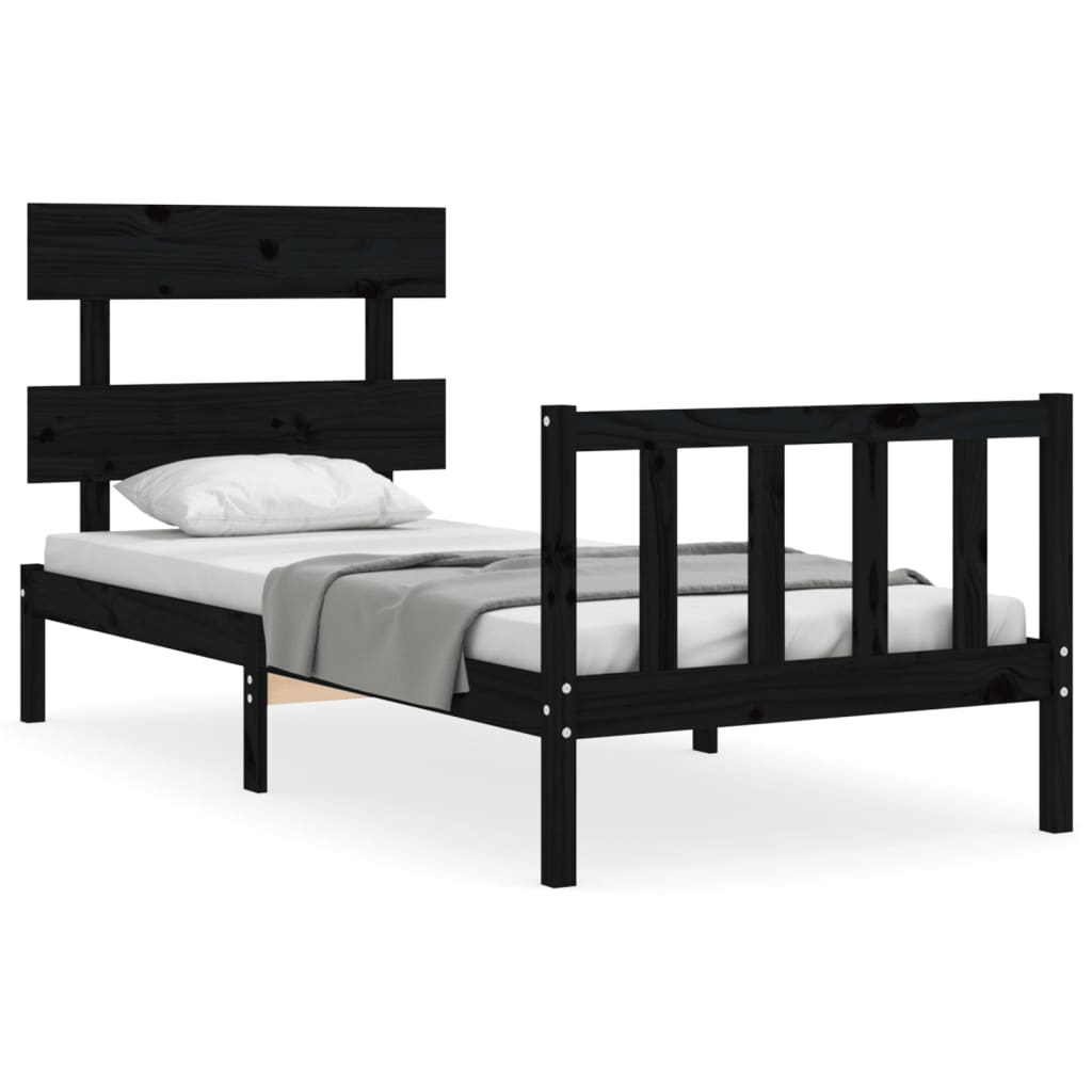 vidaXL Bed Frame without Mattress Black 100x200 cm Solid Wood Pine