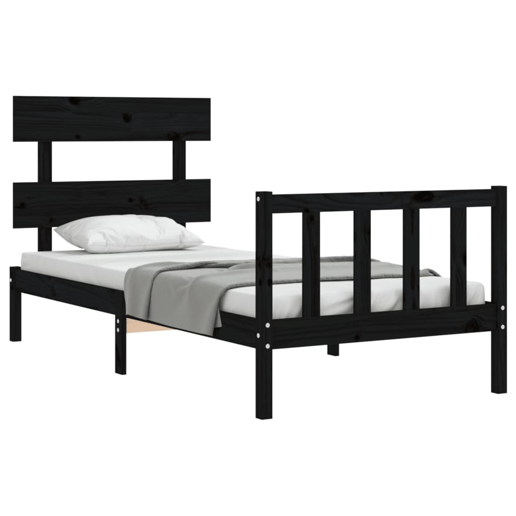 vidaXL Bed Frame without Mattress Black 100x200 cm Solid Wood Pine