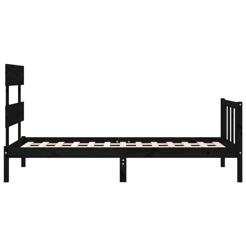 vidaXL Bed Frame without Mattress Black 100x200 cm Solid Wood Pine