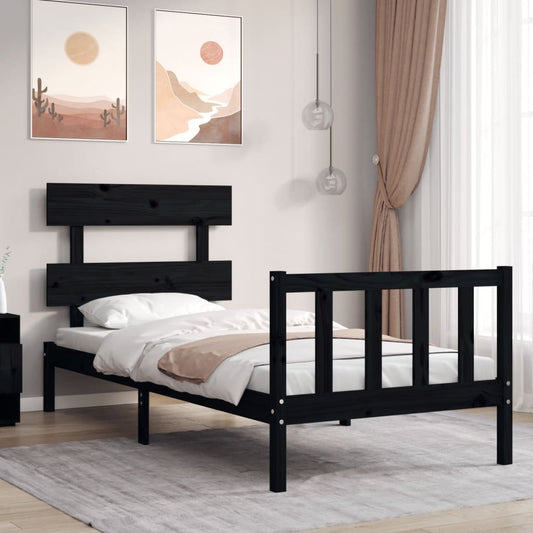 vidaXL Bed Frame without Mattress Black 100x200 cm Solid Wood Pine