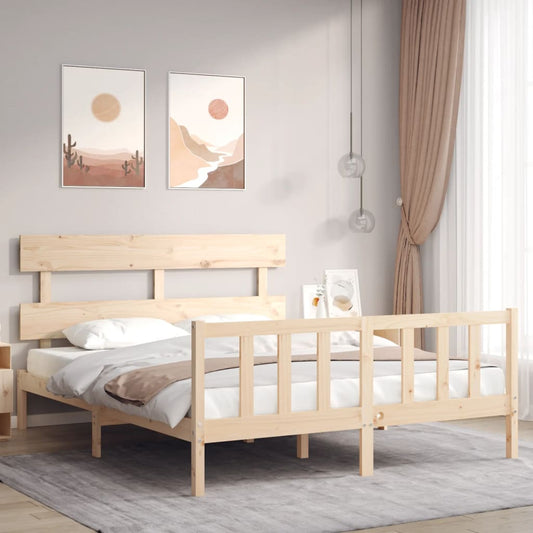 vidaXL Bed Frame without Mattress King Size Solid Wood Pine