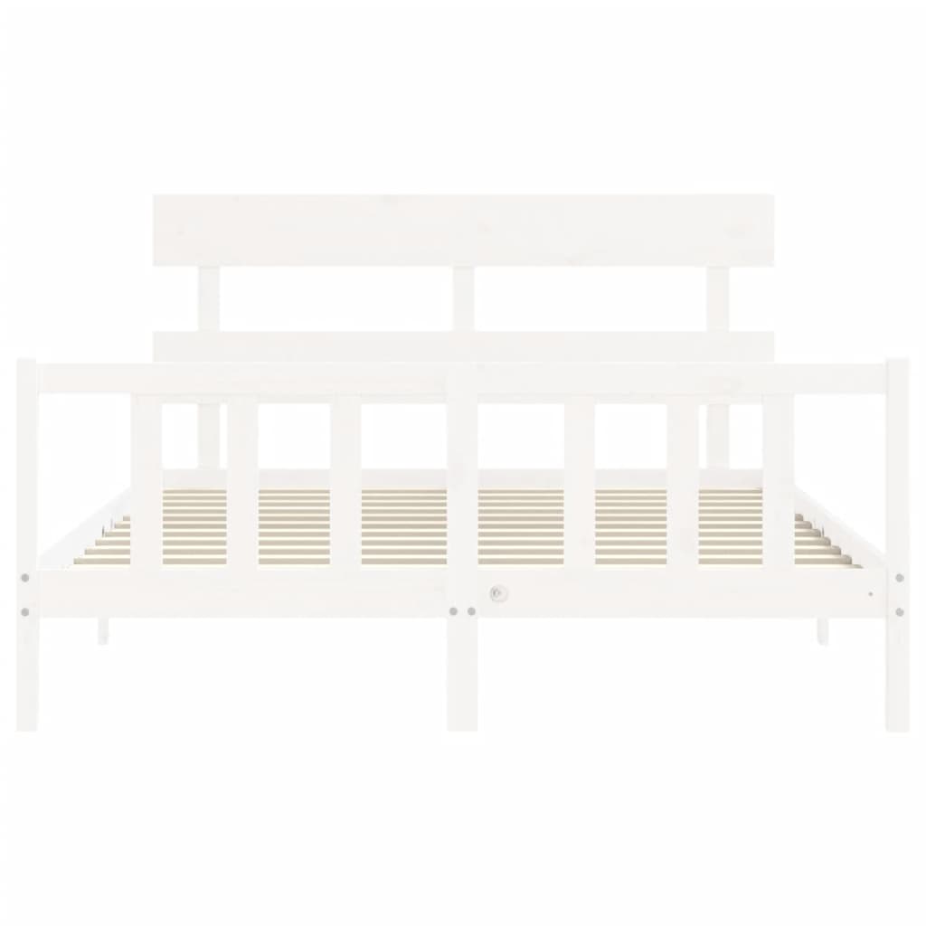 vidaXL Bed Frame without Mattress White King Size Solid Wood Pine