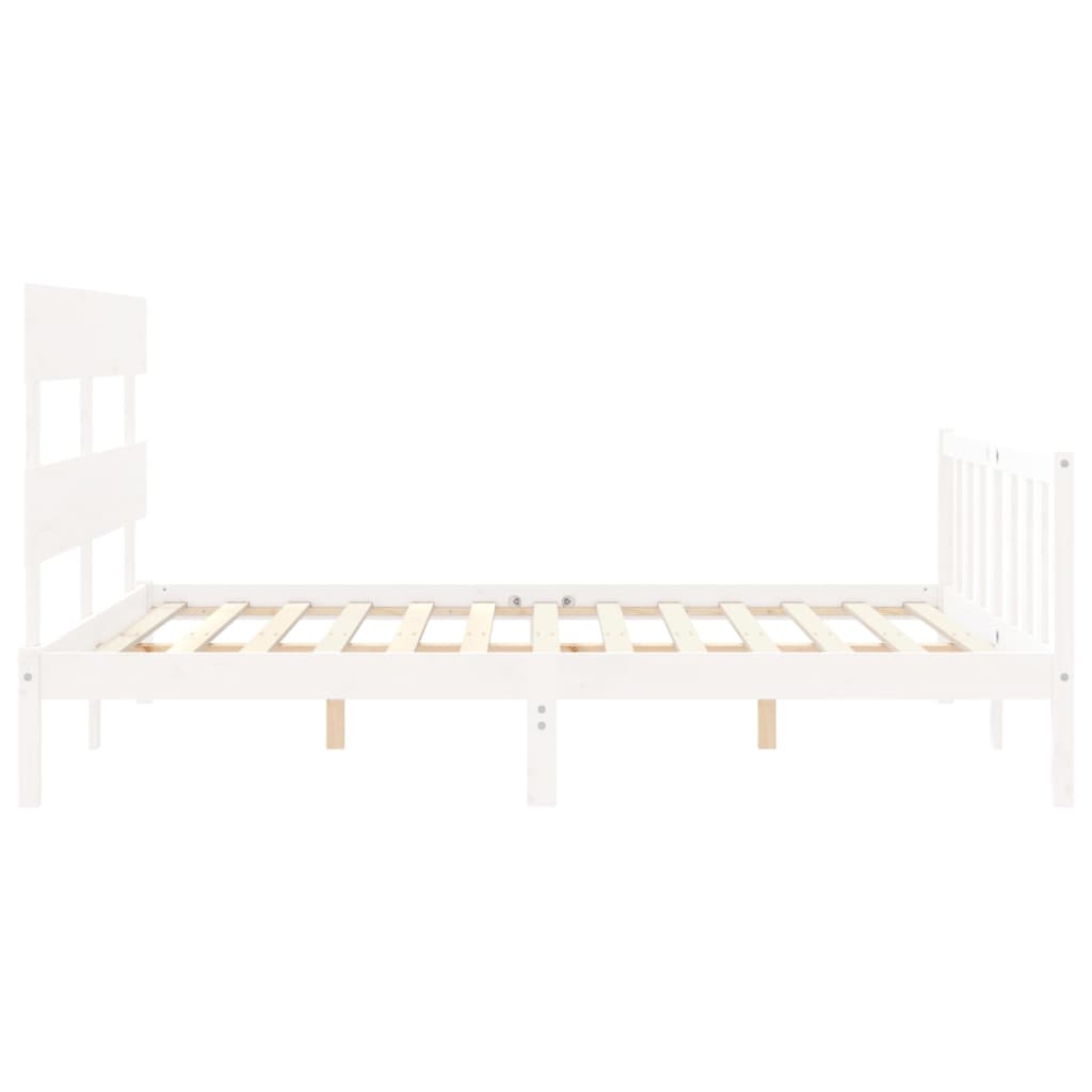 vidaXL Bed Frame without Mattress White King Size Solid Wood Pine