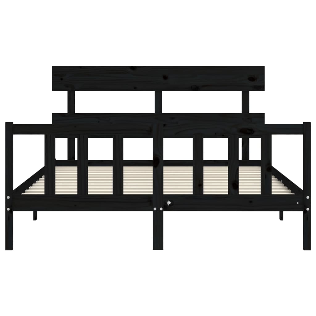 vidaXL Bed Frame without Mattress Black King Size Solid Wood Pine