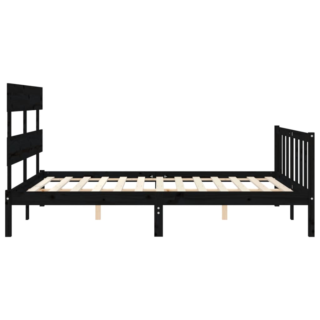 vidaXL Bed Frame without Mattress Black King Size Solid Wood Pine