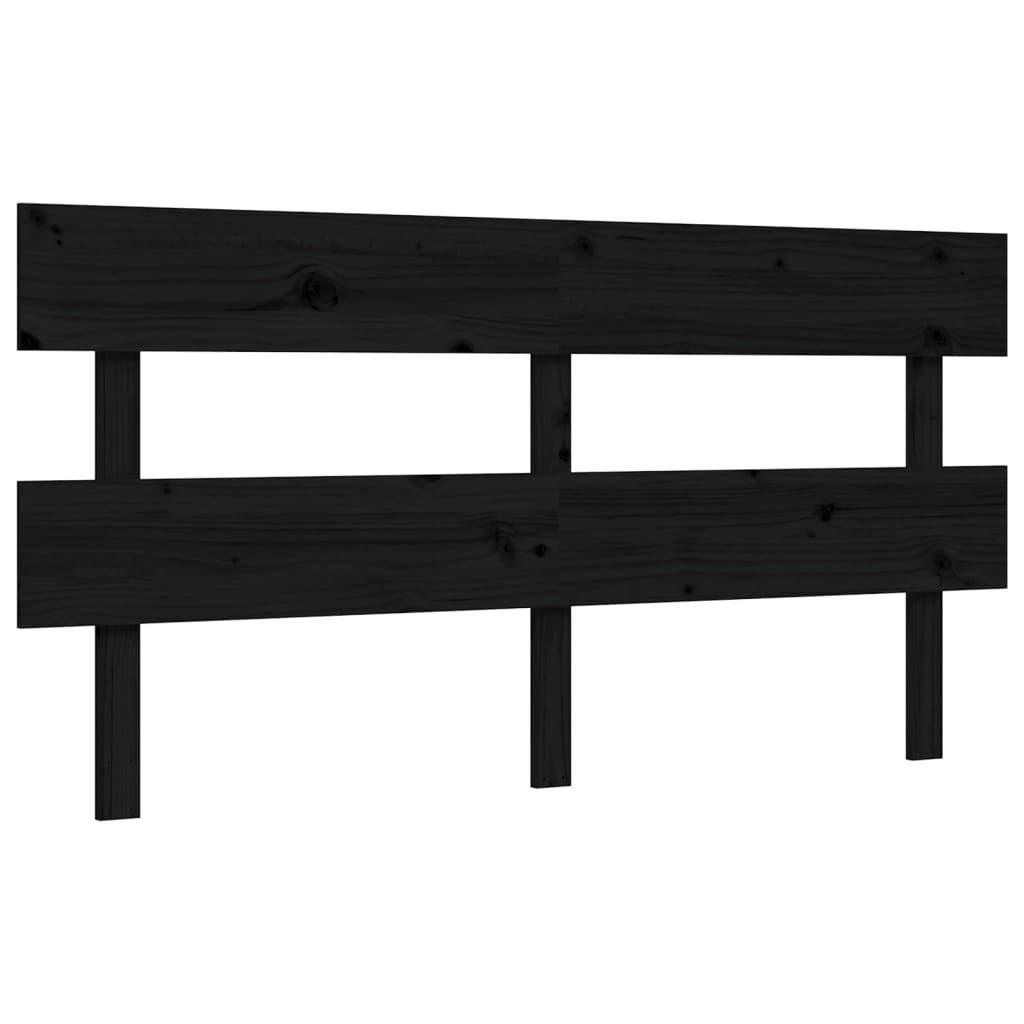 vidaXL Bed Frame without Mattress Black King Size Solid Wood Pine