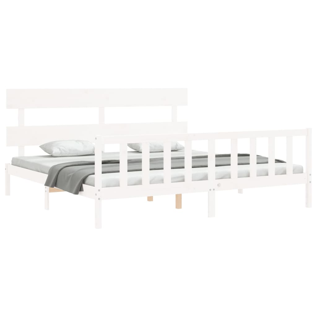 vidaXL Bed Frame without Mattress White Super King Size Solid Wood Pine