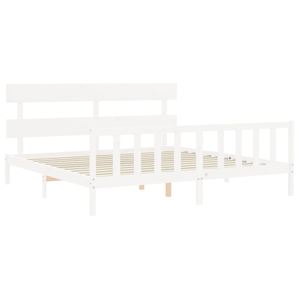 vidaXL Bed Frame without Mattress White Super King Size Solid Wood Pine