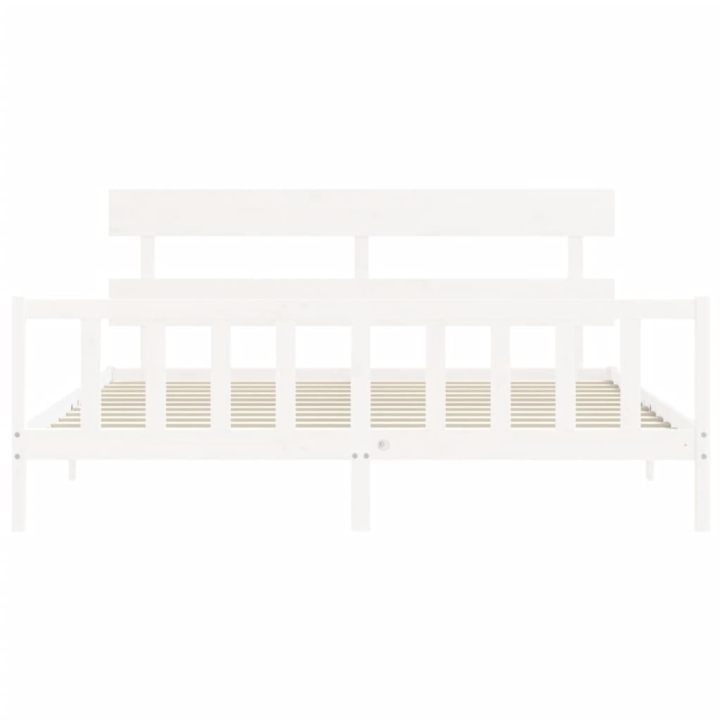 vidaXL Bed Frame without Mattress White Super King Size Solid Wood Pine