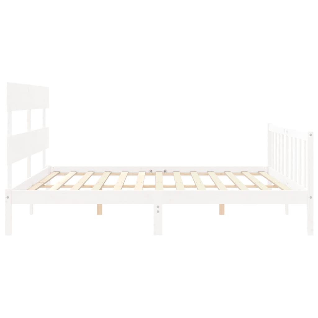 vidaXL Bed Frame without Mattress White Super King Size Solid Wood Pine