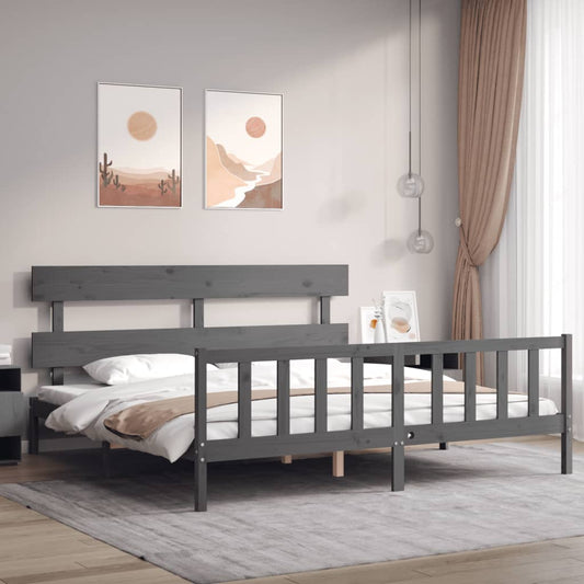 vidaXL Bed Frame without Mattress Grey 200x200 cm Solid Wood Pine