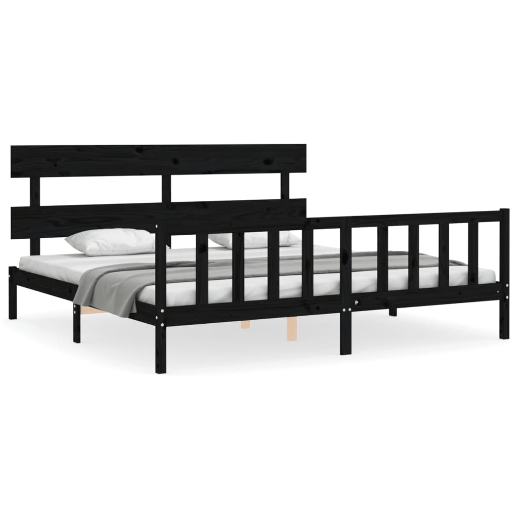 vidaXL Bed Frame without Mattress Black 200x200 cm Solid Wood Pine