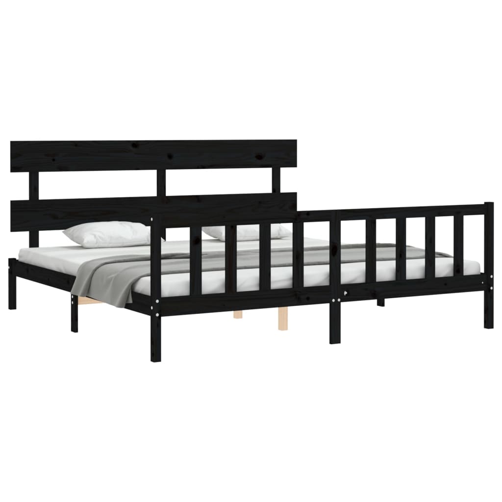 vidaXL Bed Frame without Mattress Black 200x200 cm Solid Wood Pine