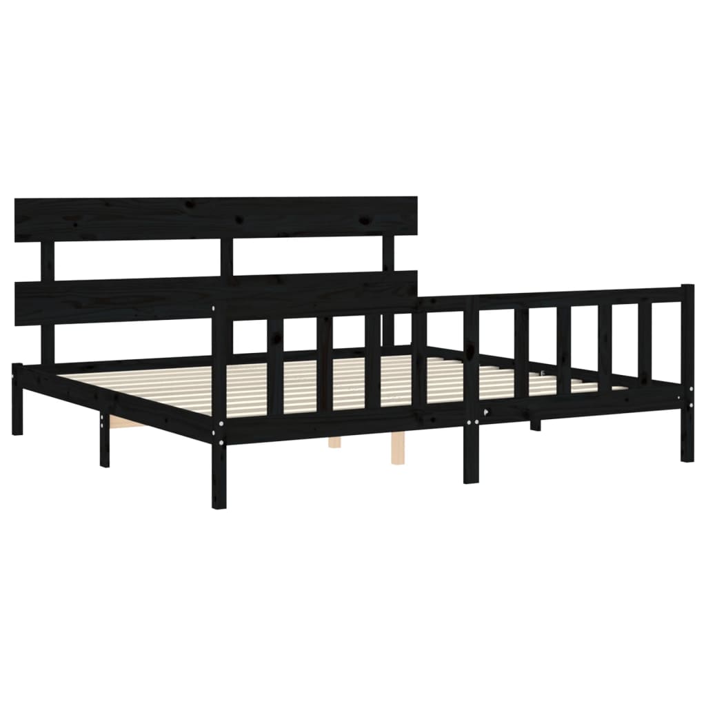 vidaXL Bed Frame without Mattress Black 200x200 cm Solid Wood Pine