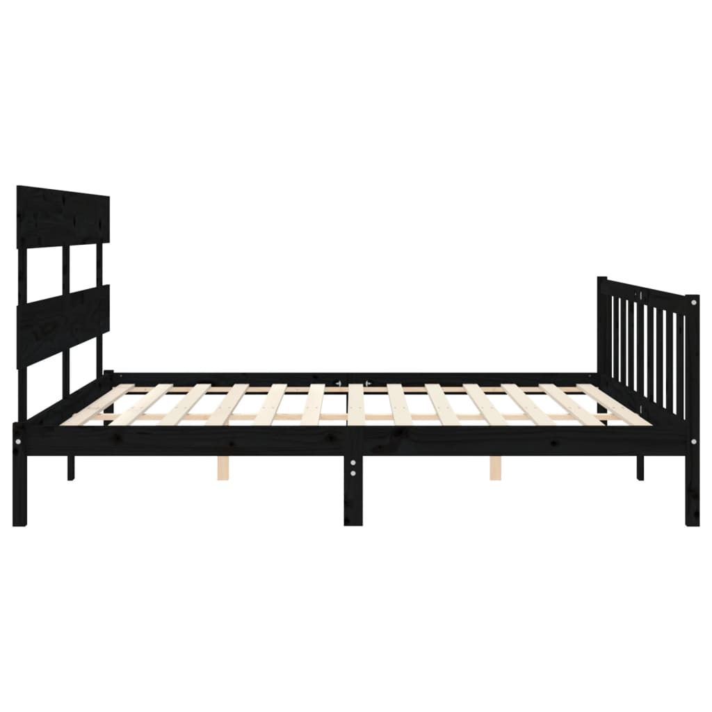 vidaXL Bed Frame without Mattress Black 200x200 cm Solid Wood Pine