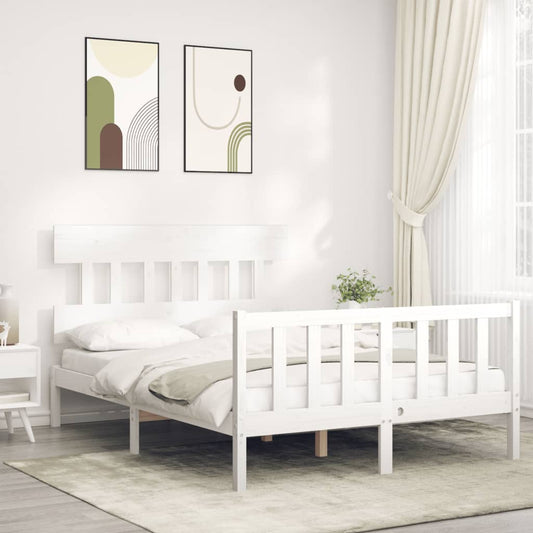 vidaXL Bed Frame without Mattress White Small Double Solid Wood Pine