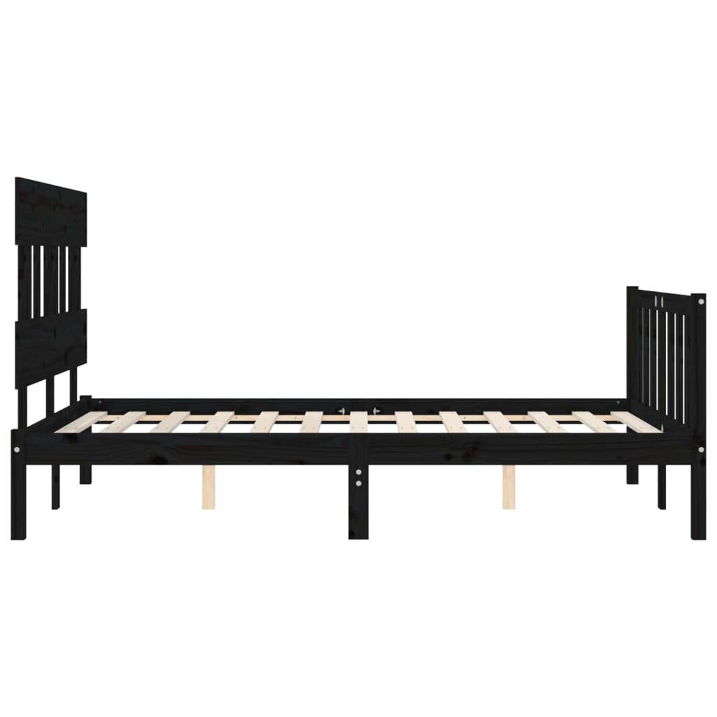 vidaXL Bed Frame without Mattress Black Small Double Solid Wood Pine