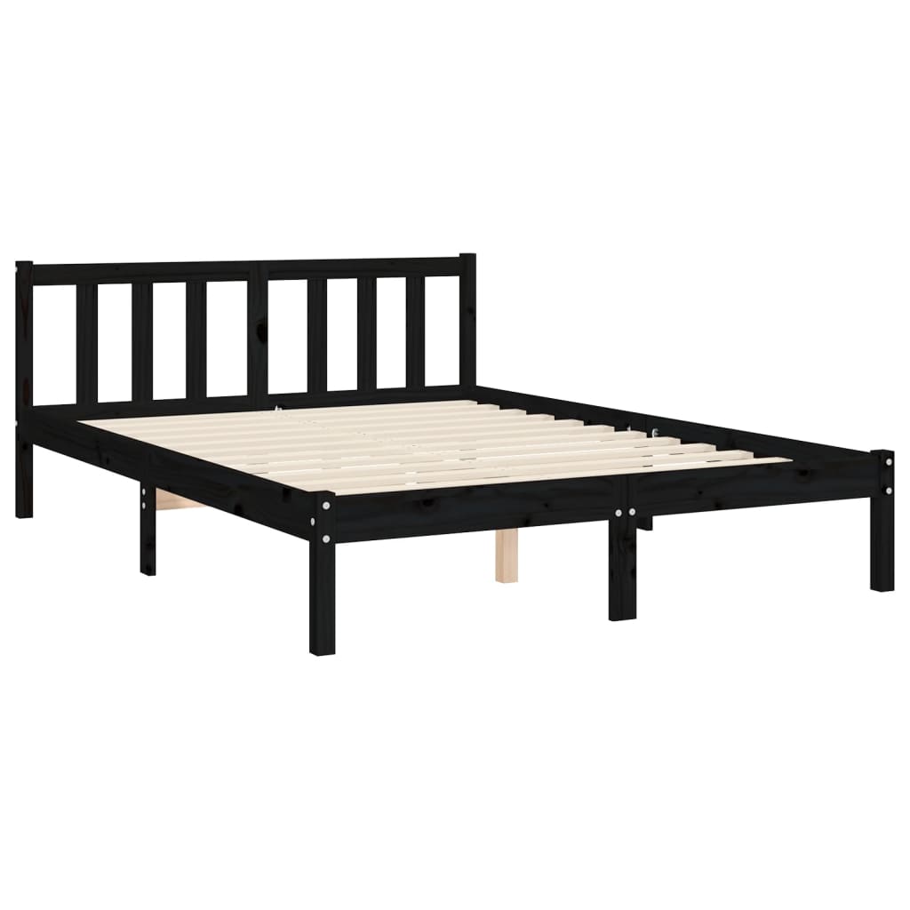 vidaXL Bed Frame without Mattress Black Small Double Solid Wood Pine