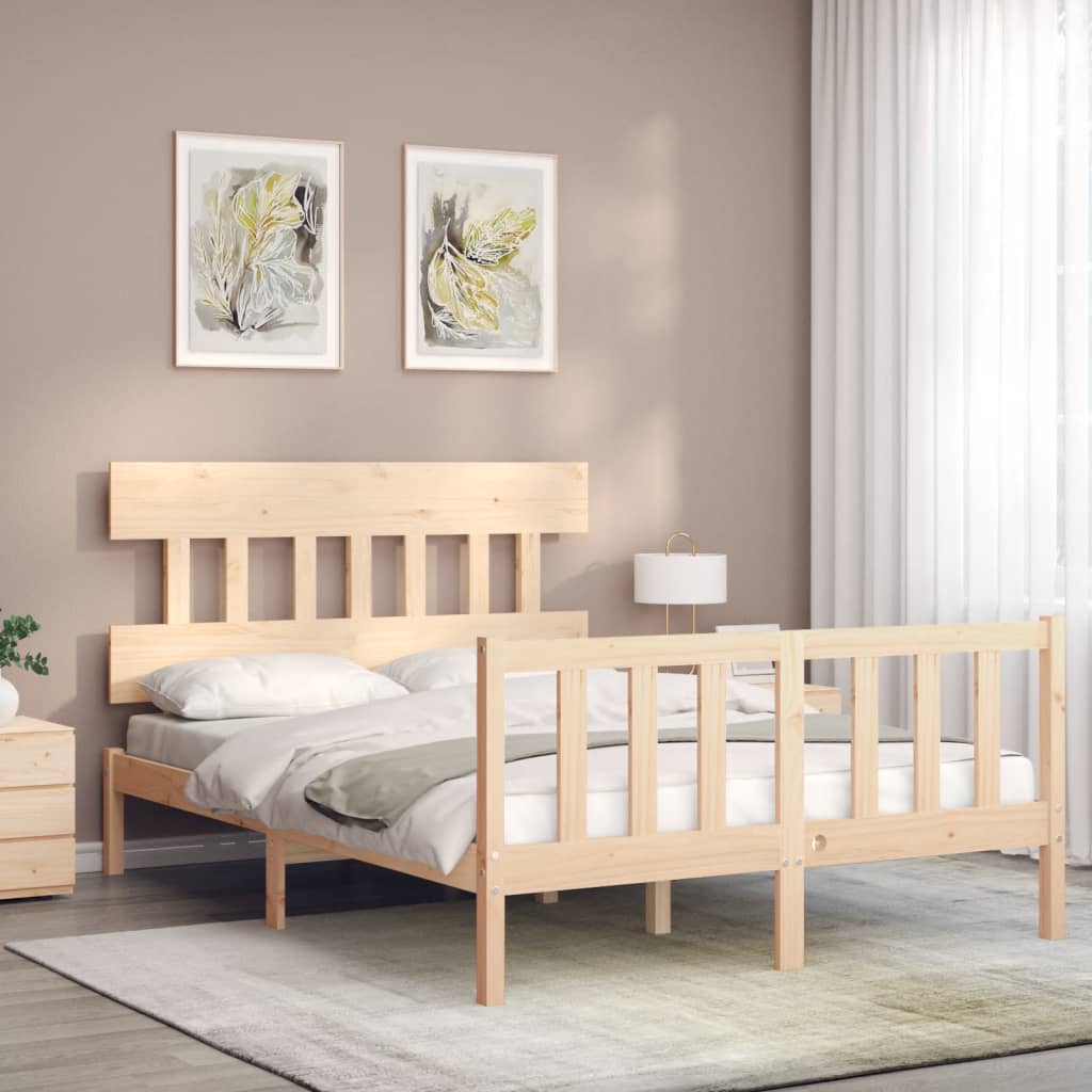 vidaXL Bed Frame without Mattress Double Solid Wood Pine