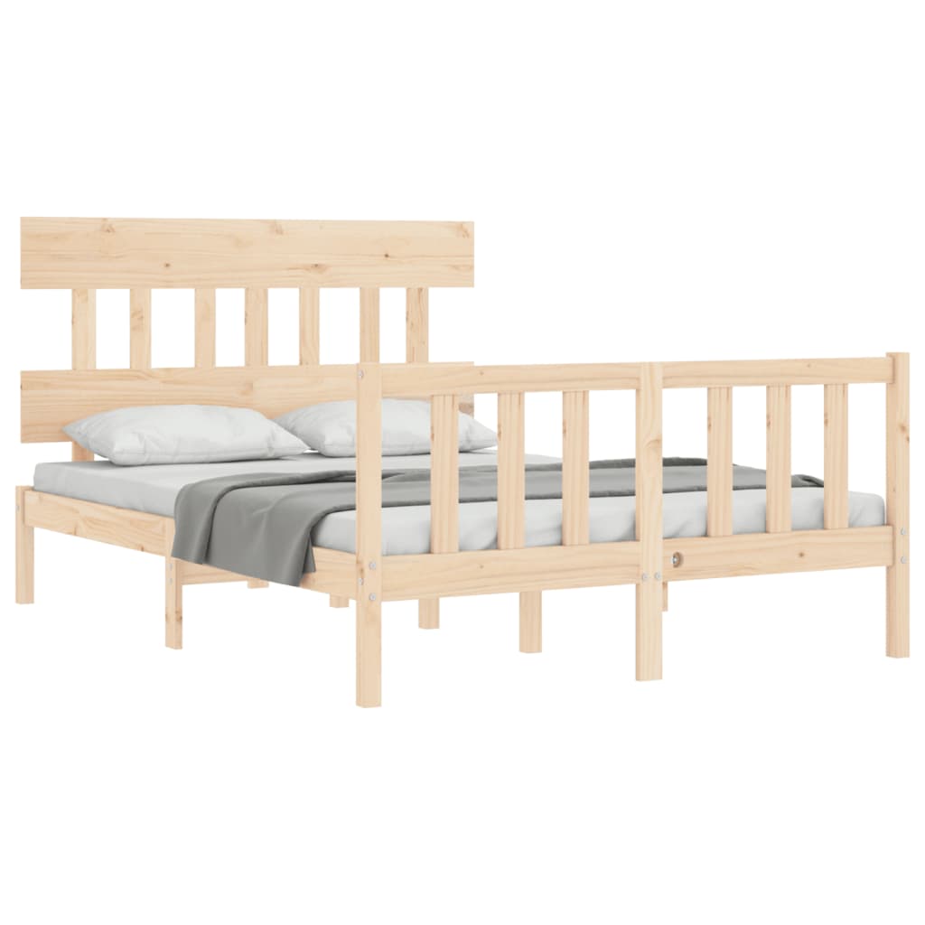 vidaXL Bed Frame without Mattress Double Solid Wood Pine