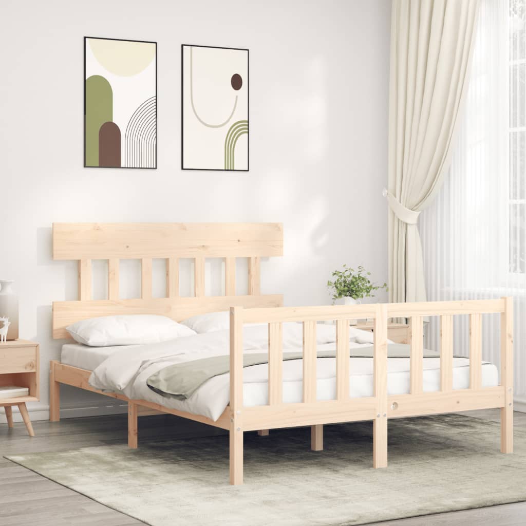 vidaXL Bed Frame without Mattress Double Solid Wood Pine