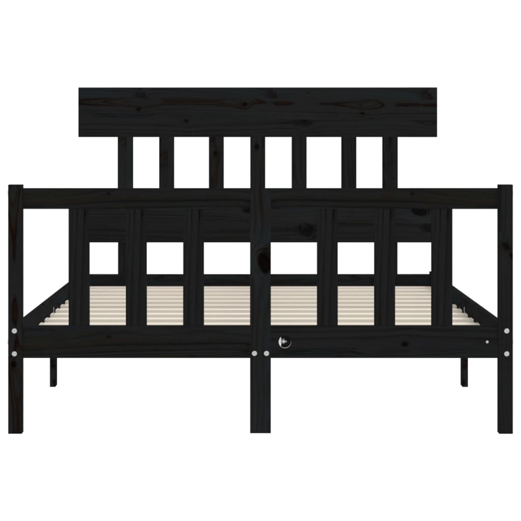 vidaXL Bed Frame without Mattress Black Double Solid Wood Pine