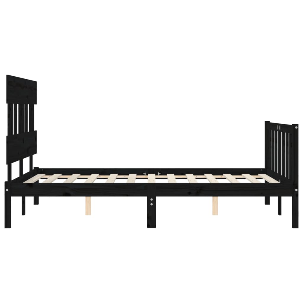 vidaXL Bed Frame without Mattress Black Double Solid Wood Pine