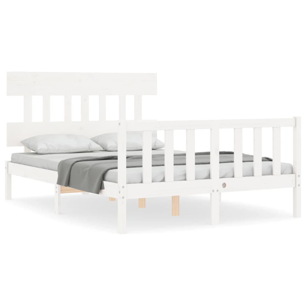 vidaXL Bed Frame without Mattress White 140x190 cm Solid Wood Pine