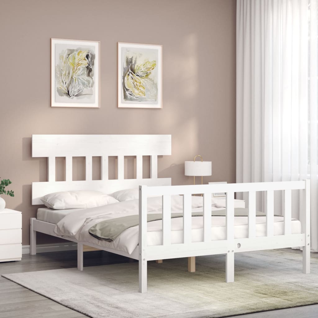 vidaXL Bed Frame without Mattress White 140x190 cm Solid Wood Pine