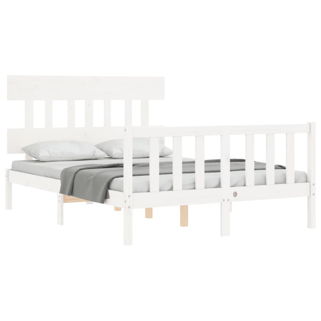 vidaXL Bed Frame without Mattress White 140x190 cm Solid Wood Pine