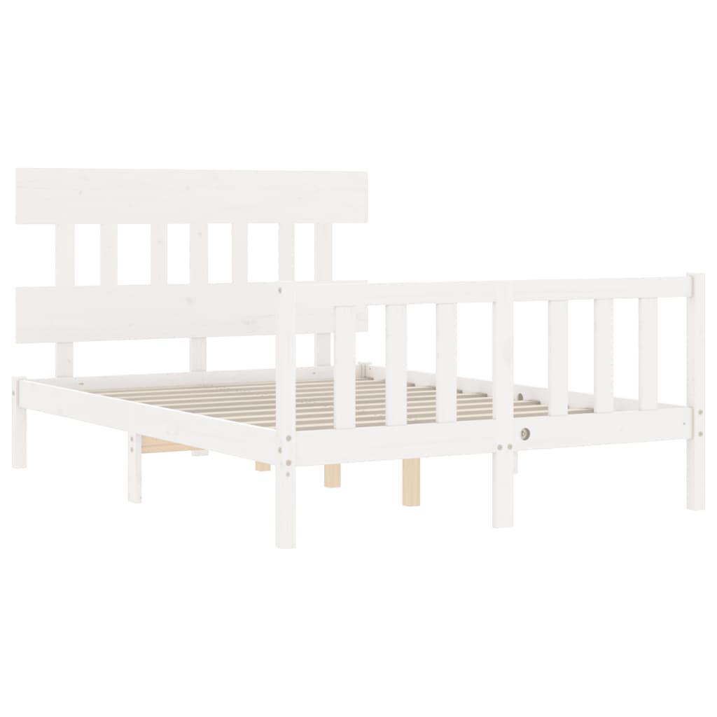 vidaXL Bed Frame without Mattress White 140x190 cm Solid Wood Pine