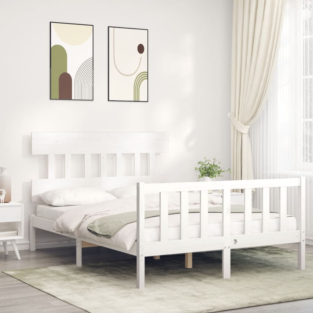 vidaXL Bed Frame without Mattress White 140x190 cm Solid Wood Pine