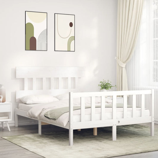 vidaXL Bed Frame without Mattress White 140x200 cm Solid Wood Pine