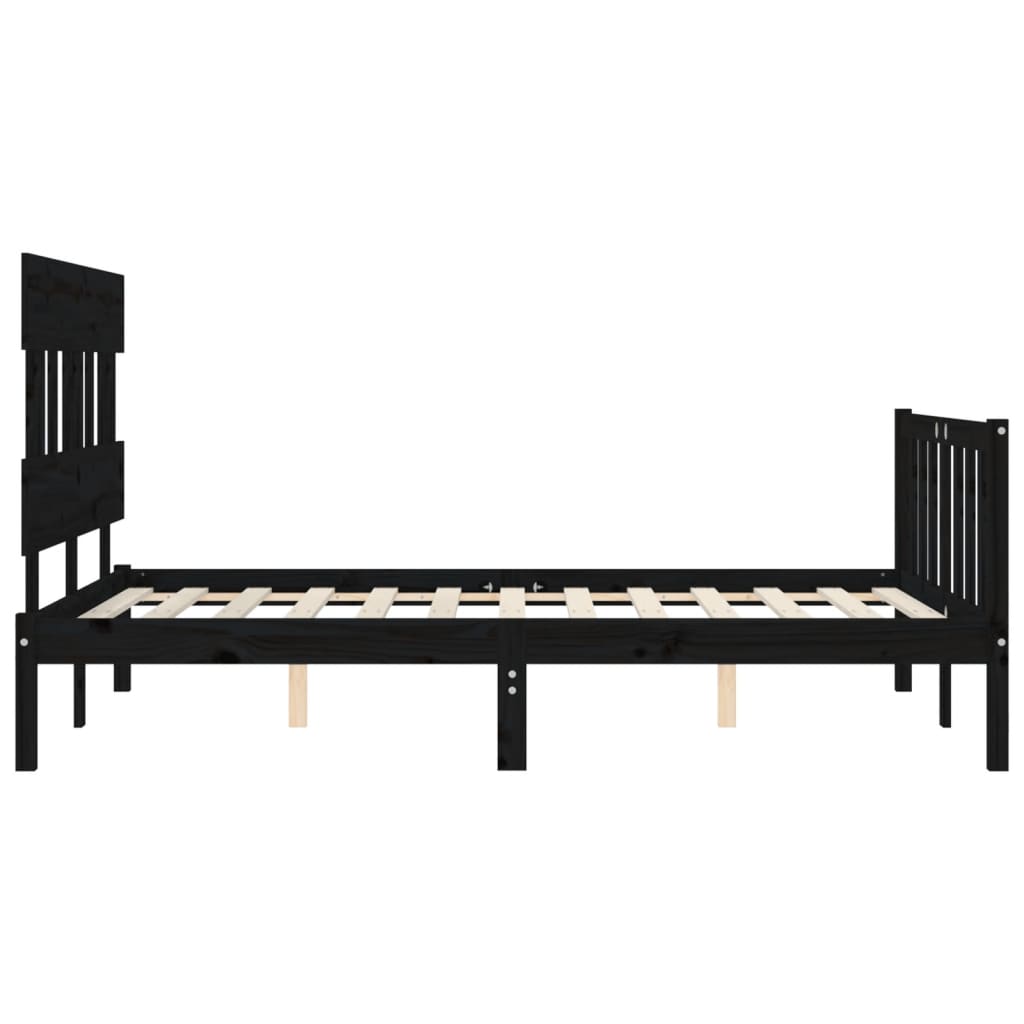 vidaXL Bed Frame without Mattress Black 140x200 cm Solid Wood Pine