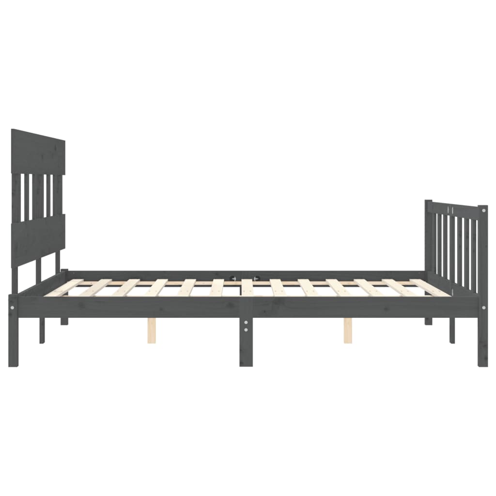 vidaXL Bed Frame without Mattress Grey King Size Solid Wood Pine